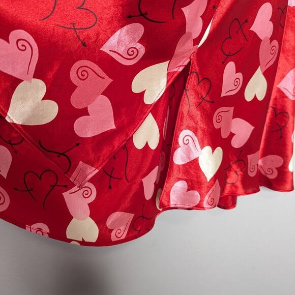 Morgan Taylor Intimates Vintage Red Heart Print Satin Slip Dress Nightie Size S - Picture 5 of 9